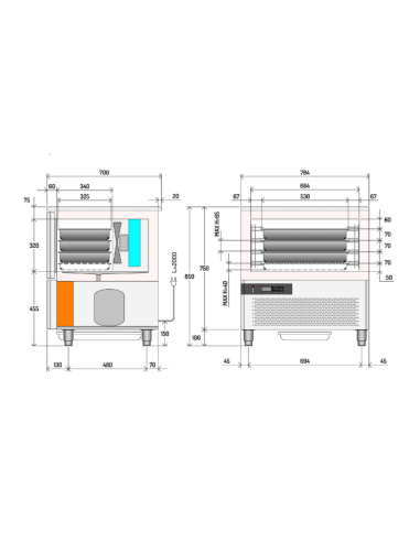 Abbattitore di temperatura 4 teglie GN 1/1 o cm...