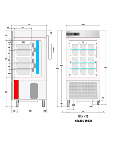 Abbattitore di temperatura 10 -15 teglie GN 1/1...