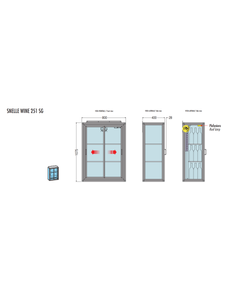 Wine Display Double Temperature +4°C+10°C / +5°C +16°C - No.2 Glass Shelves - Cm 80 x 40 x 107.5 h
