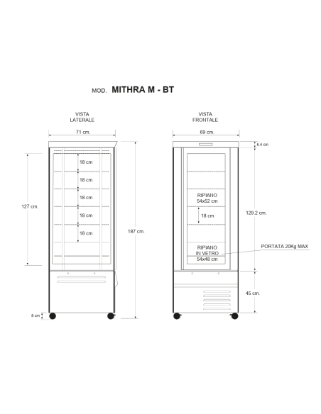 Refrigerated display case Static with a capacity of 420 liters - Negative temperature