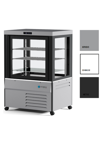 Vitrina para pastelería y heladería con cuatro caras de cristal - Temperatura -10 -21°C - cm 89 x 72 x 128 h