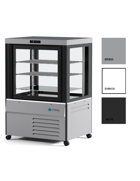 Vitrina para pastelería y heladería con cuatro caras de cristal - Temperatura +2 /+10°C - cm 89 x 72 x128 h