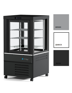 Pastry and ice cream display case with four-sided glass -...