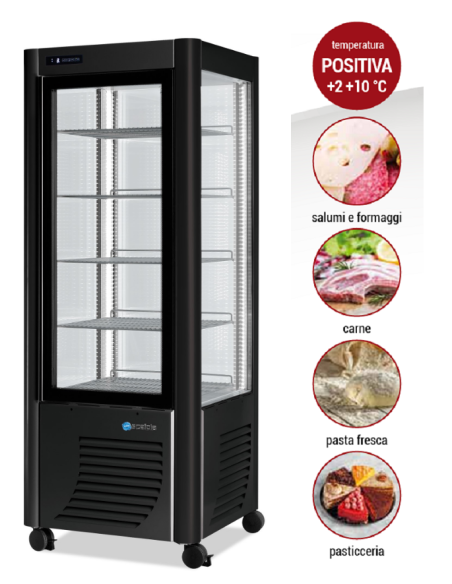Refrigerated display case with exposure on all sides - Temperature +2 +10°C - cm 70 x 70 x 184 h