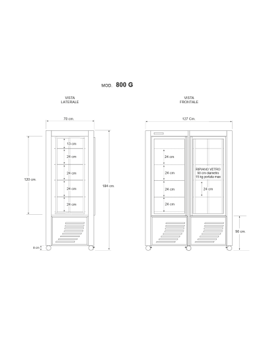 Refrigerated display case with exposure on all...
