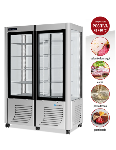 Refrigerated display case with exposure on all...