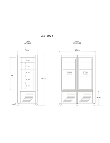 Refrigerated display case with exposure on all...
