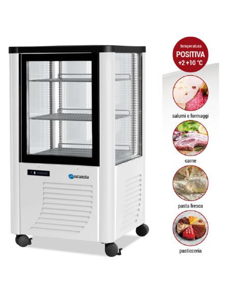 Refrigerated display case with exposure on all sides - Temperature +2 / +10°C - cm 70 x 70 x 128 h