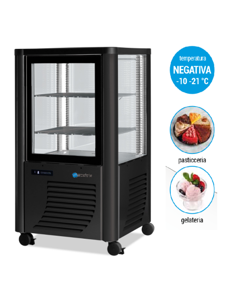 Vetrina refrigerata con esposizione su tutti i lati - Temperatura -5 /-20 °C - cm  70 x 70 x 128 h