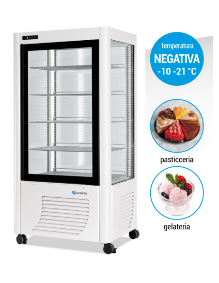 Vetrina per Pasticceria con esposizione su tutti i lati - Temperatura -5 / -20 °C - cm 90 x 70 x 184 h