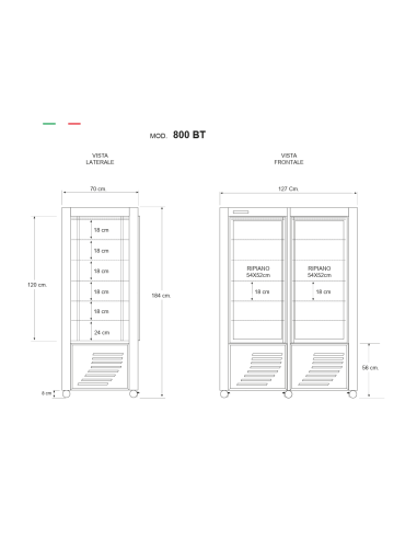 Pastry Showcase with display on all sides -...