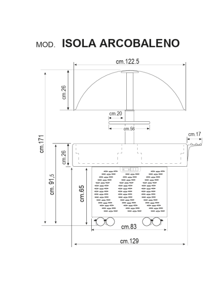 Refrigerated Display Island with shelves - Temperature +3 /+10 °C - cm 145 x 145 x 168 h