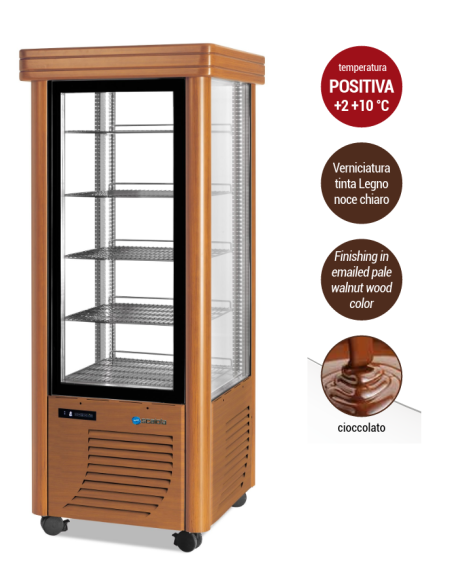 Vitrina refrigerada para chocolate - Temperatura +14/+18 °C - cm 75 x 75 x 186 h cm