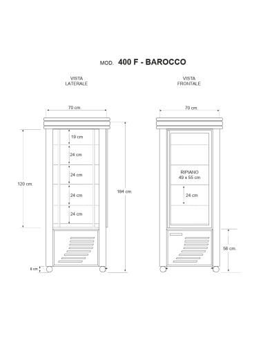 Refrigerated display case with exposure on all...