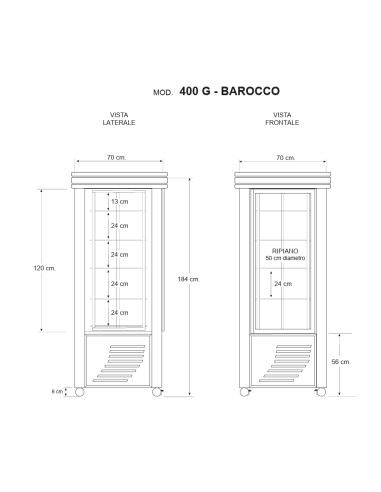 Refrigerated display case with exposure on all...