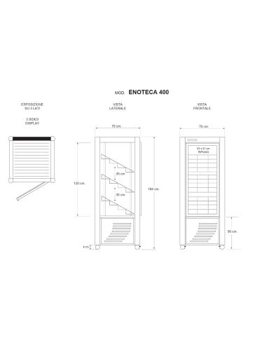 Wine Display Case - Temperature +4 +15 °C - cm...