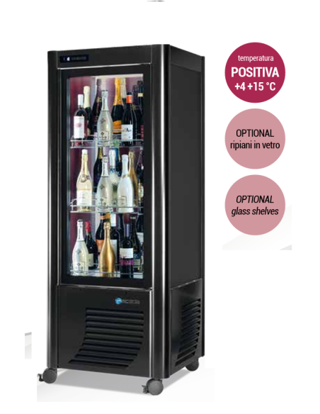 Wine Display Case - Temperature +4 +15 °C - cm 70 x 70 x 184 h