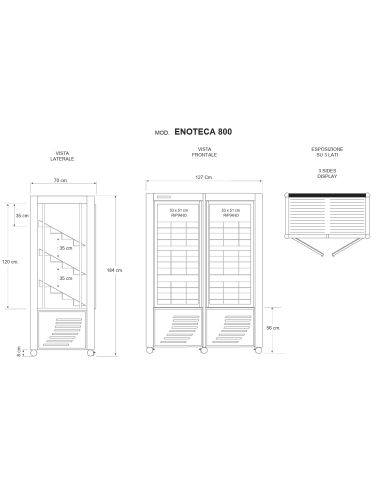 Wine Display Case - Temperature +4 +15 °C - cm...