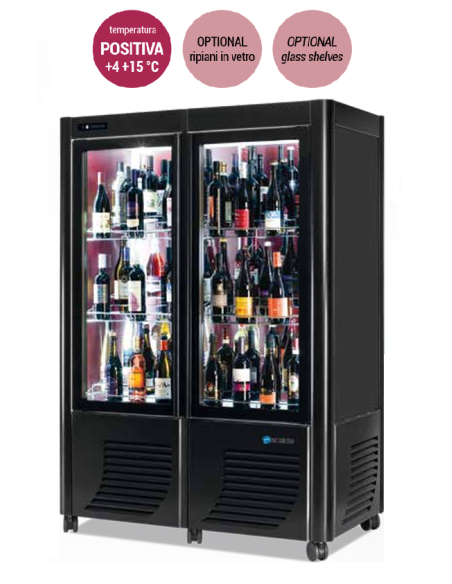Vetrina espositiva per Vino - Temperatura +4 +15 °C - cm 126 x 70 x 184 h