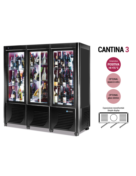 Wine Display Case - Temperature +4 +15 °C - cm 183 x 70 x 184 h