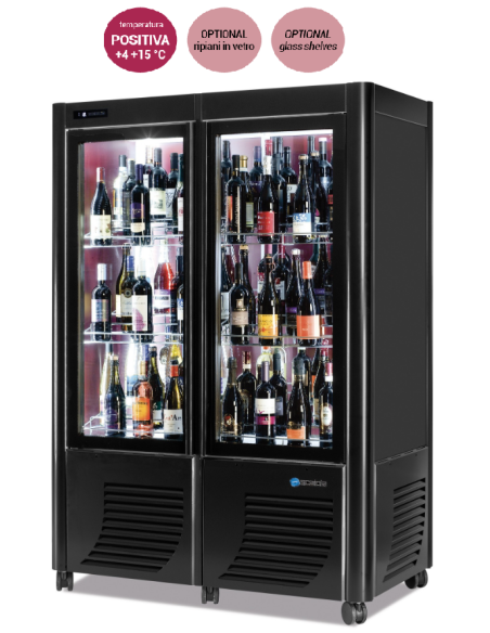 Vetrina espositiva per Vino - Temperatura +4 +15 °C - cm 126 x 70 x 184 h