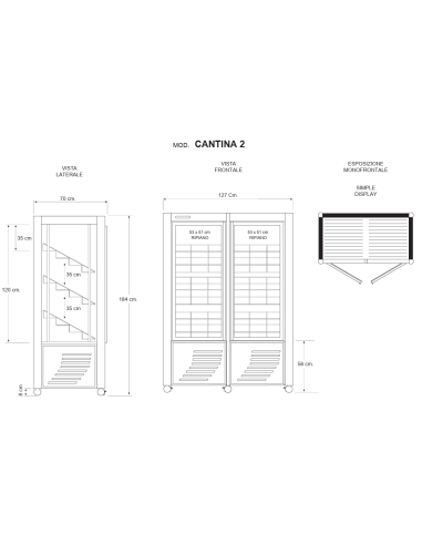 Wine Display Case - Temperature +4 +15 °C - cm...