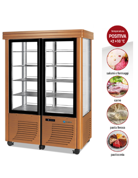 Vitrina refrigerada con exposición en todos los lados - Temperatura +2 / +10°C - cm 132 x 75 x 186 h
