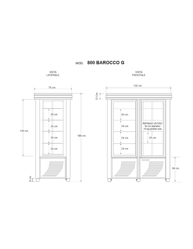 Refrigerated display case with exposure on all...