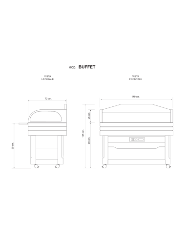 Wooden buffet display with manual opening -...