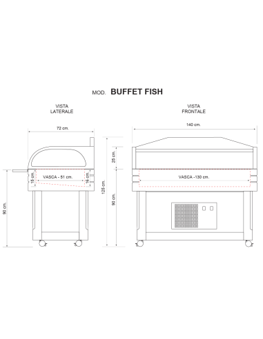 Fish buffet display stand manual opening - cm...