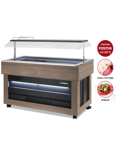 Buffet display with electric opening - Temperature +3 / +10 °C - cm 148 x 72 x 127 h