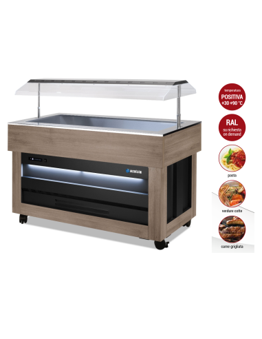 Espositore buffet caldo con copertura fissa...
