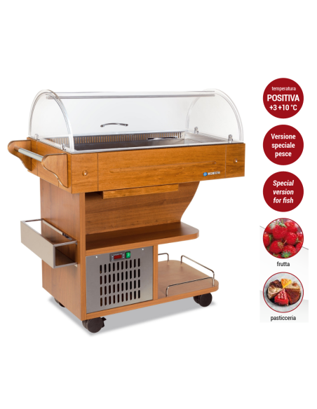 Expositor buffet de madera - Temperatura +3/+10°C - cm 106 x 48 x 107 h