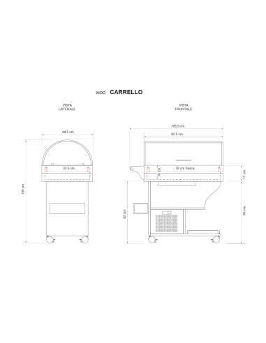 Wooden buffet display - Temperature +3/+10°C -...