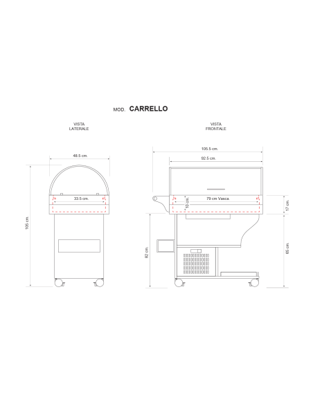 Wooden buffet display - Temperature +3/+10°C - cm 106 x 48 x 107 h