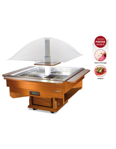 Isola buffet in legno con cupola elettrica e...