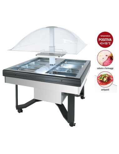Isola Buffet con cupola elettrica e mensole -...