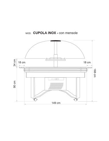 Buffet island with electric dome and shelves -...