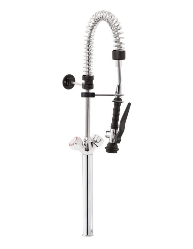 Single-hole prewash shower assembly with extension, round handles, mini version