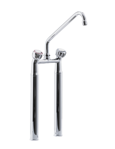 Two-hole faucet with extensions, swivel spout, with round...