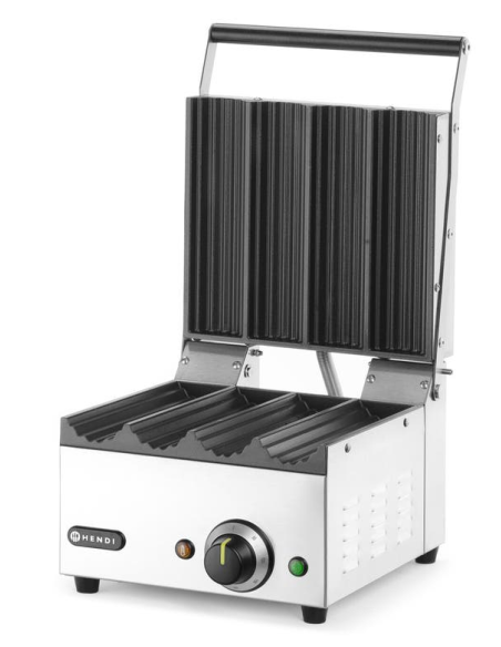 Parrilla de contacto para Hot-Dogs y Tortillas - N° 4 Piezas simultáneamente - cm 38.5 x 28.5 x 25.4 h