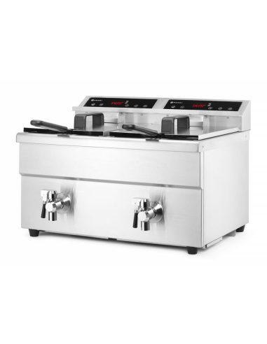 Double Tank Induction Fryer with Faucet -...