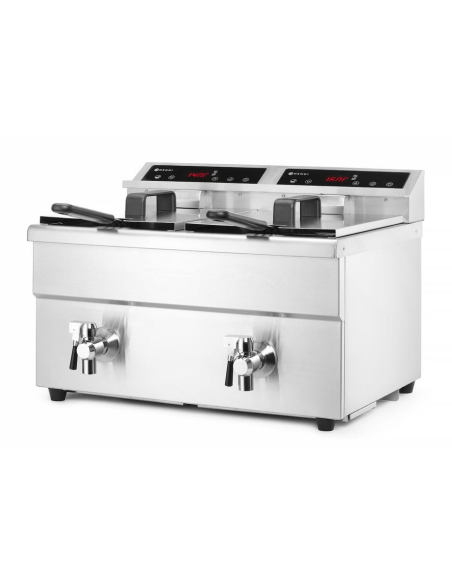 Double Tank Induction Fryer with Faucet - Capacity 16 Litres- cm 57.7 x 60.9 x 41 h