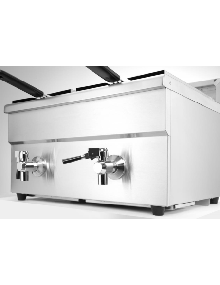 Friggitrice a induzione doppia vasca con Rubinetto - Capacità 16 Litri - cm 57.7 x 60.9 x 41 h