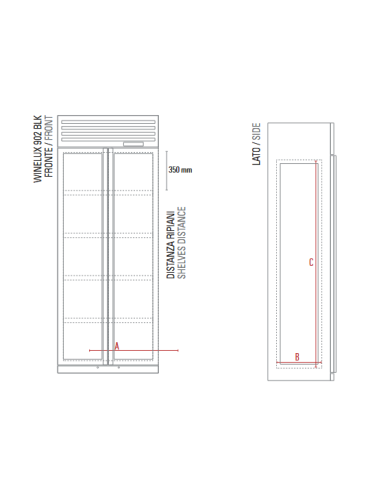 Wine fridge - Temperature +3°/ +20°C - Cm 90 x...