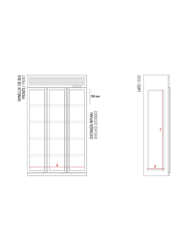 Wine fridge - Temperature +3°/ +20°C - Cm 135 x...