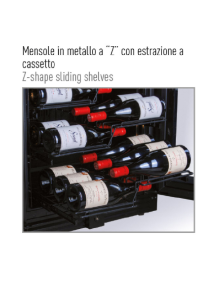 Vetrina refrigerata per vino - Tre zone di temperatura  - cm 121 x 69 x 180.4 h
