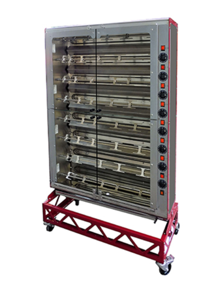Asador vertical eléctrico - N. 48 pollos - N. 8 varillas - cm 112,1 x 39,1 x 155,6 h