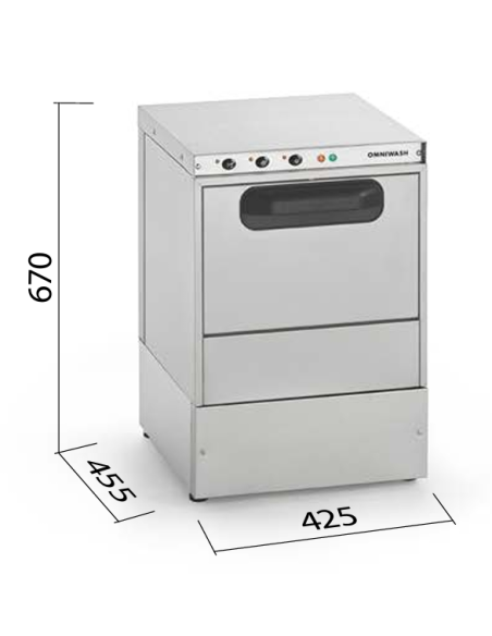 Glass Washer - 35x35 Square Basket Washer - with Drain Pump - Dimensions cm 42.5 x 45.5 x 67 h