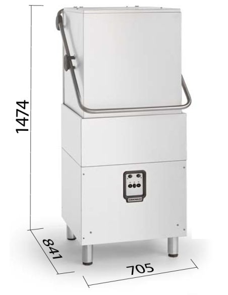 Hood Dishwasher - Double Power Washing Pump - Three-phase - Dimensions cm 70.5 x 84.1 x 147.4 h